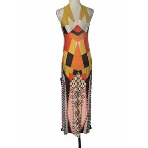 Uncle Frank patchwork Maxi Dress Yellow White Black Orange Size XS Colorful